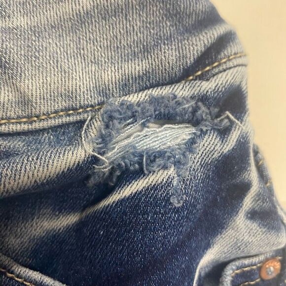 EDGELY Women’s Jean Shorts Button Fly Size 18W High Rise Raw Edge Blue Denim - Picture 10 of 11